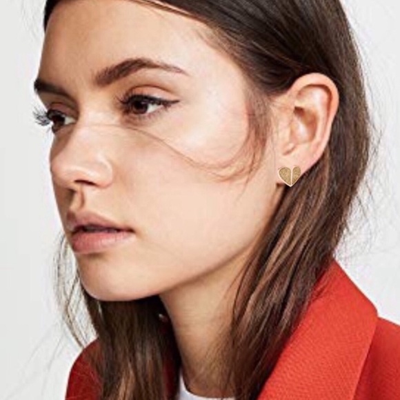 KATE SPADE • Rose Gold Heritage Heart Gold Glitter Heart Earrings - Picture 2 of 5